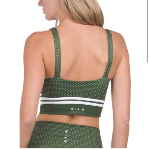Wilo Women's Green & White Polka Dot Removable Pads Contour Sports Bra Size XS - Picture 2 of 8